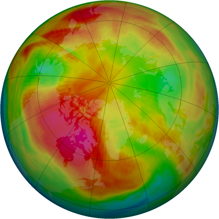 Arctic ozone map for 01 March 1991